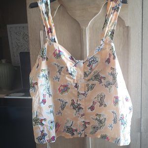Modcloth Western Cowgirl Buttoned Sweetheart Tank Blouse